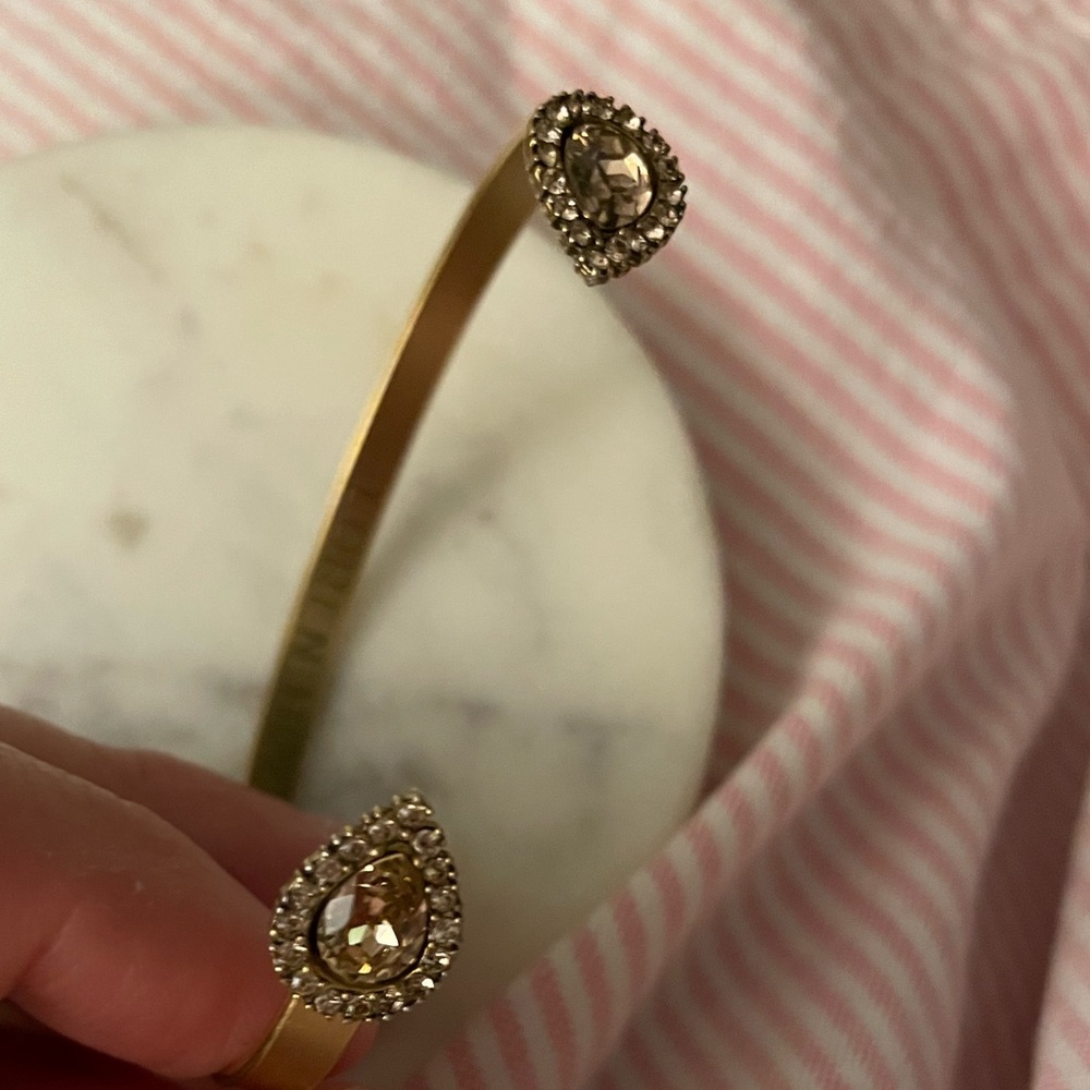 Loren Hope Light Pink Crystal Iridescent Sarra Cuff Bracelet in Gold